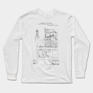 Loom for Weaving double pile fabric Vintage Retro Patent Hand Drawing Funny Novelty Gift Long Sleeve T-Shirt